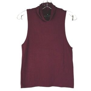 AEO FIRST essentials cowl neck sleeveless top Sz L plum color